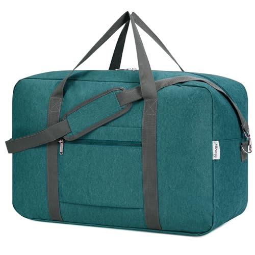 Narwey Handgepäck Tasche für Flugzeug Faltbare Reisetasche Damen Weekender Bag Sporttasche Damen Herren Handgepäck Koffer Groß 40L(Blau Grün) von Narwey