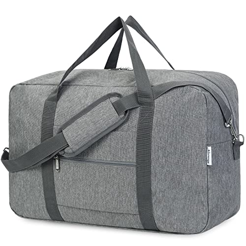 Narwey Handgepäck Tasche für Flugzeug Faltbare Reisetasche Damen Weekender Bag Sporttasche Damen Herren Handgepäck Koffer Groß 40L(Grau) von Narwey