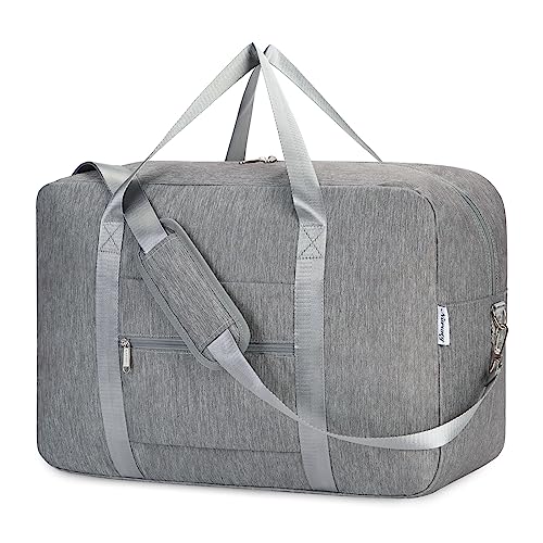 Narwey Handgepäck Tasche für Flugzeug Faltbare Reisetasche Damen Weekender Bag Sporttasche Damen Herren Handgepäck Koffer Groß 40L(Grau) von Narwey