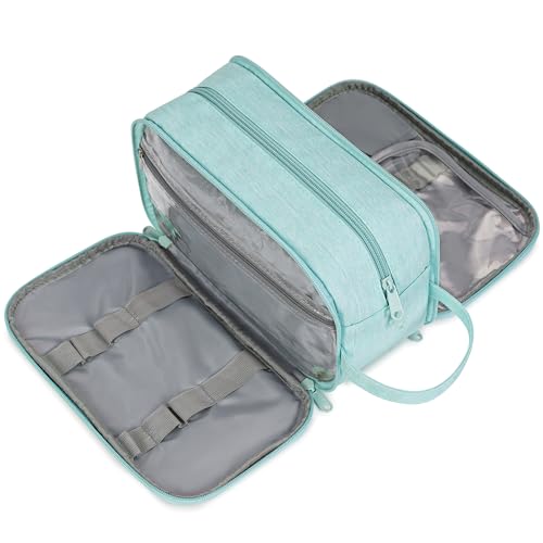 Narwey Kulturbeutel Damen Kulturtasche Herren Große Reise Schminktasche & Waschtasche Kinder Gross Klare Kosmetiktasche für Frauen Mädchen (Minzgrün) von Narwey