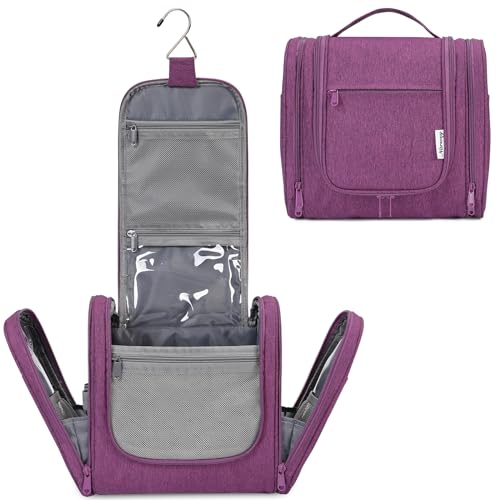 Narwey Kulturbeutel Damen & Kulturbeutel Herren Kulturtasche Zum Aufhängen Männer Kosmetiktasche Waschtasche für Frauen & Mädchen (Dunkles Violet) von Narwey