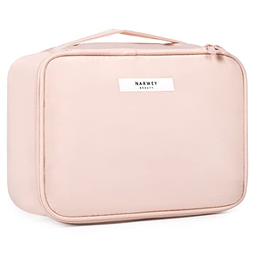 Reise Kosmetiktasche Große Make-up-Tasche Schminktasche Kosmetiktasch Organizer für Damen und Mädchen (Sanftes Rosa) von Narwey