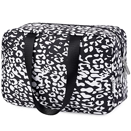 Volle Größe Kulturbeutel Große Kosmetiktasche Reise Make-up Taschen Organizer für Damen und Frauen (Schwarzer Leopard) von Narwey