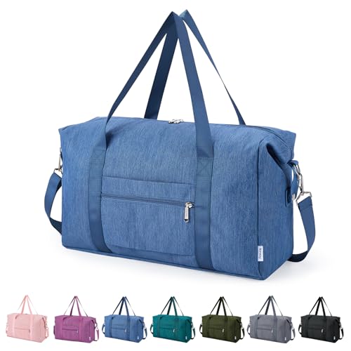 Narwey Faltbare Reisetasche Handgepäck Tasche Weekender Damen Herren, Easyjet Handgepäck 45x36x20, Klein Reisetaschen Tasche Handgepäck Flugzeug Travel Carry on Bag Sporttasche 25L(Marineblau) von Narwey