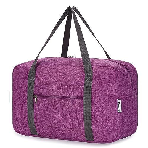 für Ryanair Handgepäck 40x20x25 & Klein Handgepäck Tasche für Flugzeug - Faltbare Reisetasche Damen & Weekender Damen - Handgepäck Koffer 20L (Dunkles Violet) von Narwey