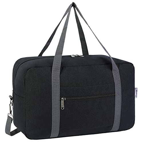 für Ryanair Handgepäck 40x20x25 & Handgepäck Tasche für Flugzeug - Faltbare Klein Reisetasche Damen & Weekender Damen - Handgepäck Koffer 20L (Schwarz (mit Schultergurt)) von Narwey