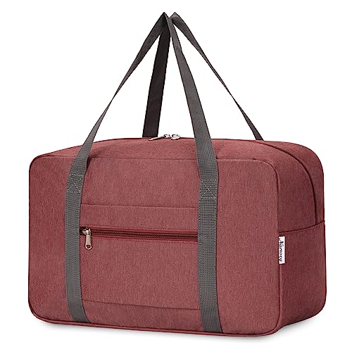 für Ryanair Handgepäck 40x20x25 & Klein Handgepäck Tasche für Flugzeug - Faltbare Reisetasche Damen & Weekender Damen - Handgepäck Koffer 20L (Tiefes Rot) von Narwey