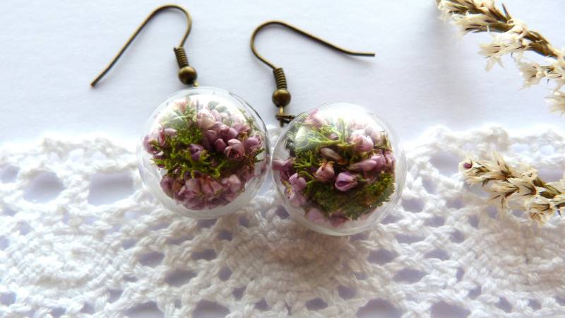Echte Heidekraut Blume Ohrringe Bronze Hypoallergene Moos Schmuck Echte Heidekraut Blume Ohrringe Bronze Hypoallergene Moos Schmuck von NarwhalBlueberry