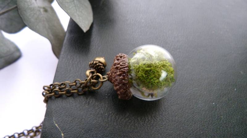 Echte Moos Eichel Anhänger Terrarium Waldland Halskette Echte Moos Eichel Anhänger Terrarium Waldland Halskette von NarwhalBlueberry