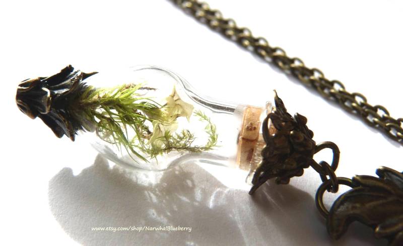 Echtes Moos & Blume Terrarium Halskette Bronze Wald Anhänger Echtes Moos & Blume Terrarium Halskette Bronze Wald Anhänger von NarwhalBlueberry