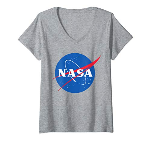 Damen Graue NASA T-Shirt mit V-Ausschnitt von NASA