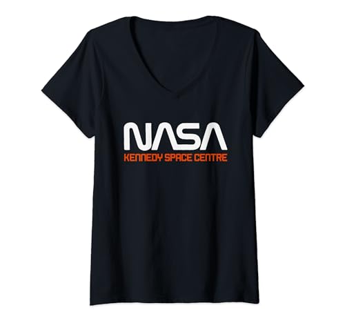 Damen NASA Kennedy Space Center Rakete Text T-Shirt mit V-Ausschnitt von Nasa