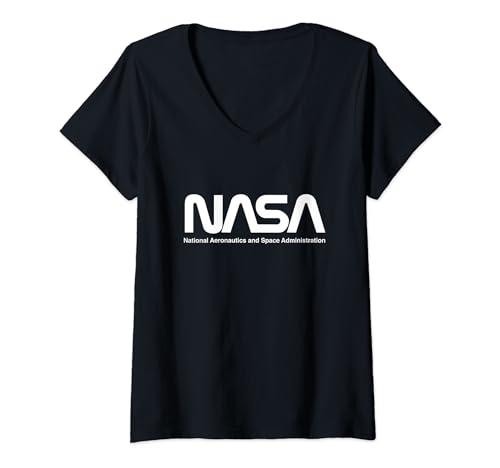 Damen NASA National Aeronautics And Space Administration Worm Logo T-Shirt mit V-Ausschnitt von Nasa
