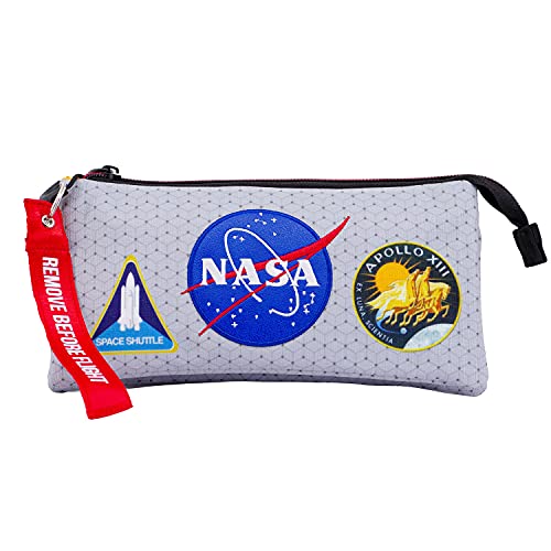 NASA Houston-Dreifach HS Federmäppchen, Grau von KARACTERMANIA