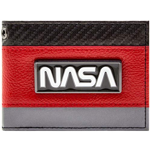 NASA Signature Worm Emblem Weltraum Kosmische Erkundung Geldbörse/Geldbeutel Bi-Fold ID & Kartenhalter, Rot von Nasa