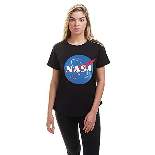 Nasa Damen Circle Logo T-Shirt, Schwarz (Black), XL von Nasa