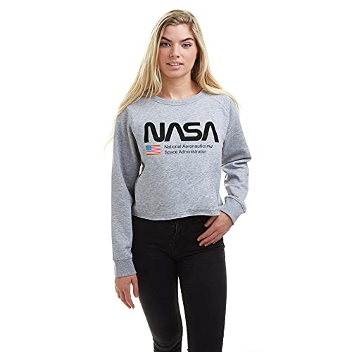Nasa Damen National Aeronautics Cropped Crew Sweatshirt, grau, 38 von Nasa