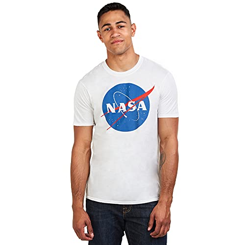 Nasa Herren Circle Logo T-Shirt, Weiß (White White), Medium von Nasa