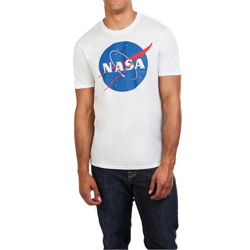 Nasa Herren Circle Logo T-Shirt, Weiß (White White), Small von Nasa