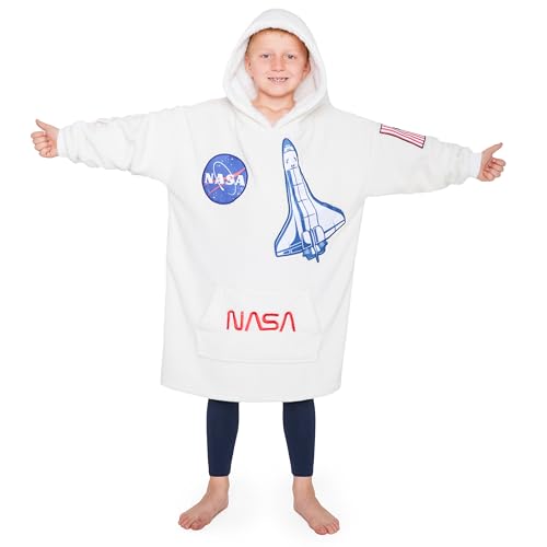 Nasa Hoodie Decke Kinder Jungen Übergröße Kuscheldecke mit Ärmeln, Warm Fleece Kapuzenpullover Teenager Tragbare Decken Hoodie Jungen von Nasa