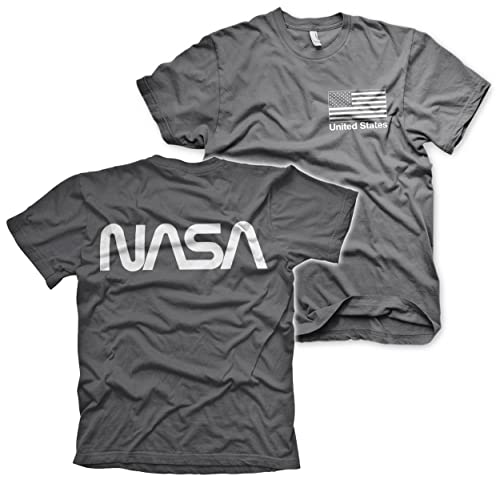 Nasa Offizielles Lizenzprodukt Schwarz Flag Herren T-Shirt (Dark Grau), L von Nasa