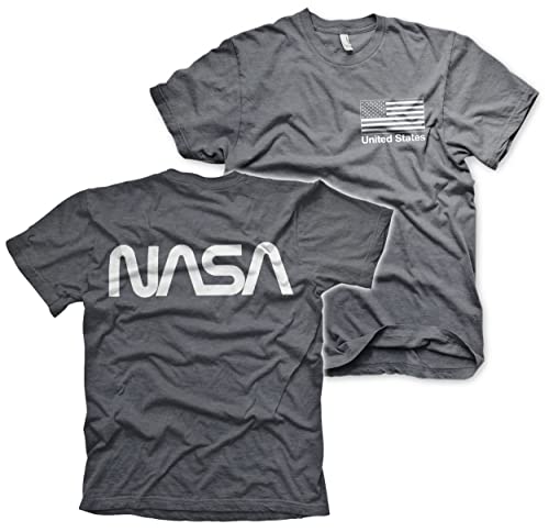 Nasa Offizielles Lizenzprodukt Schwarz Flag Herren T-Shirt (Dunkel-Heather), L von Nasa