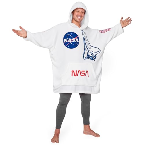 Nasa Übergroße Herren Hoodie Decke mit Ärmeln - Oversized Kapuzenpullover Fleece Tragbare Decken - Geschenke für Fans von Nasa