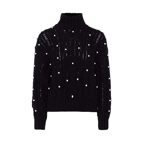 Nascita Women's Damen Rollkragenpullover mit Langen Ärmeln und Perlenverzierung Polyester SCHWARZ Größe M/L Pullover Sweater, Medium von Nascita