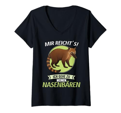 Damen Nasenbären Coati Nasenbär T-Shirt mit V-Ausschnitt Damen Nasenbären Coati Nasenbär T-Shirt mit V-Ausschnitt von Nasenbären Coati Nasenbär Tier Shop