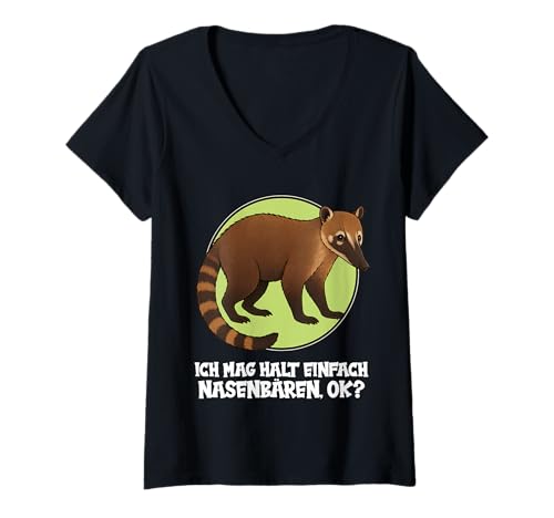 Damen Nasenbären Coati Nasenbär T-Shirt mit V-Ausschnitt Damen Nasenbären Coati Nasenbär T-Shirt mit V-Ausschnitt von Nasenbären Coati Nasenbär Tier Shop