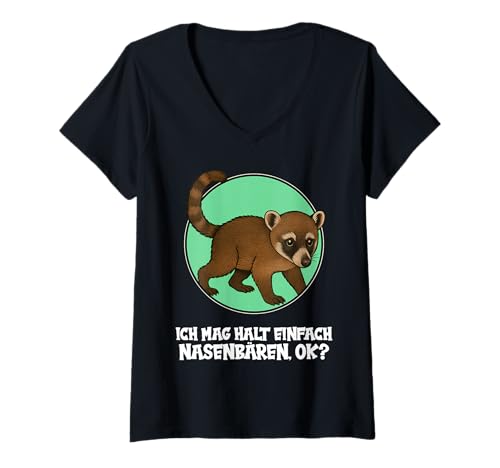 Damen Nasenbären Coati Nasenbär T-Shirt mit V-Ausschnitt Damen Nasenbären Coati Nasenbär T-Shirt mit V-Ausschnitt von Nasenbären Coati Nasenbär Tier Shop