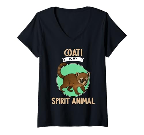 Damen Nasenbären Coati Nasenbär T-Shirt mit V-Ausschnitt Damen Nasenbären Coati Nasenbär T-Shirt mit V-Ausschnitt von Nasenbären Coati Nasenbär Tier Shop