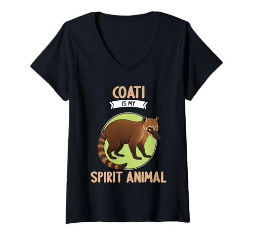 Damen Nasenbären Coati Nasenbär T-Shirt mit V-Ausschnitt Damen Nasenbären Coati Nasenbär T-Shirt mit V-Ausschnitt von Nasenbären Coati Nasenbär Tier Shop