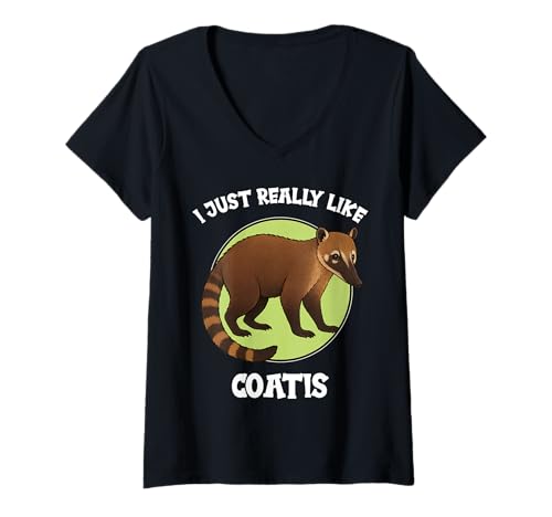 Damen Nasenbären Coati Nasenbär T-Shirt mit V-Ausschnitt Damen Nasenbären Coati Nasenbär T-Shirt mit V-Ausschnitt von Nasenbären Coati Nasenbär Tier Shop