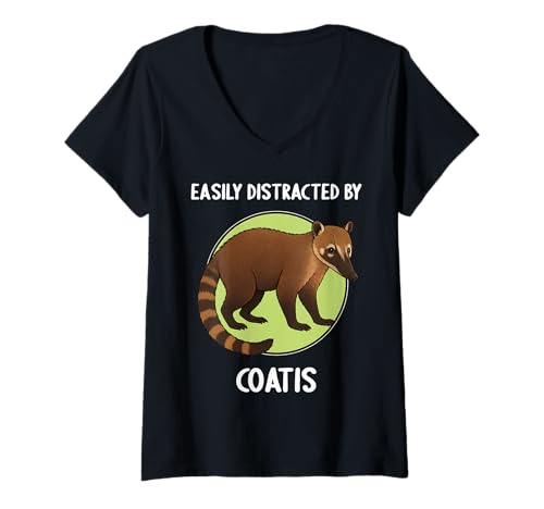 Damen Nasenbären Coati Nasenbär T-Shirt mit V-Ausschnitt Damen Nasenbären Coati Nasenbär T-Shirt mit V-Ausschnitt von Nasenbären Coati Nasenbär Tier Shop