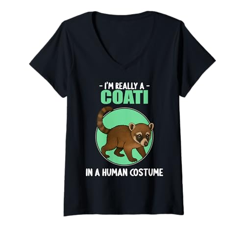 Damen Nasenbären Coati Nasenbär T-Shirt mit V-Ausschnitt Damen Nasenbären Coati Nasenbär T-Shirt mit V-Ausschnitt von Nasenbären Coati Nasenbär Tier Shop