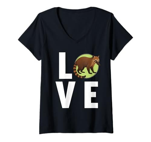 Damen Nasenbären Coati Nasenbär T-Shirt mit V-Ausschnitt Damen Nasenbären Coati Nasenbär T-Shirt mit V-Ausschnitt von Nasenbären Coati Nasenbär Tier Shop