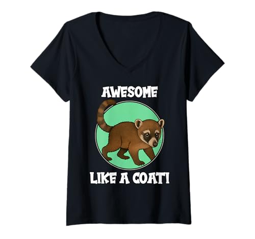 Damen Nasenbären Coati Nasenbär T-Shirt mit V-Ausschnitt Damen Nasenbären Coati Nasenbär T-Shirt mit V-Ausschnitt von Nasenbären Coati Nasenbär Tier Shop