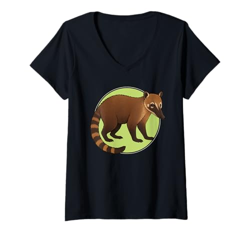 Damen Nasenbären Coati Nasenbär T-Shirt mit V-Ausschnitt Damen Nasenbären Coati Nasenbär T-Shirt mit V-Ausschnitt von Nasenbären Coati Nasenbär Tier Shop
