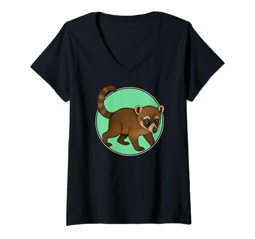 Damen Nasenbären Coati Nasenbär T-Shirt mit V-Ausschnitt Damen Nasenbären Coati Nasenbär T-Shirt mit V-Ausschnitt von Nasenbären Coati Nasenbär Tier Shop