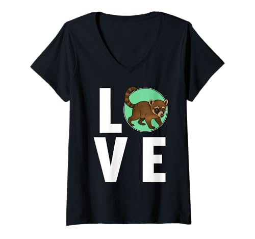 Damen Nasenbären Coati Nasenbär T-Shirt mit V-Ausschnitt Damen Nasenbären Coati Nasenbär T-Shirt mit V-Ausschnitt von Nasenbären Coati Nasenbär Tier Shop