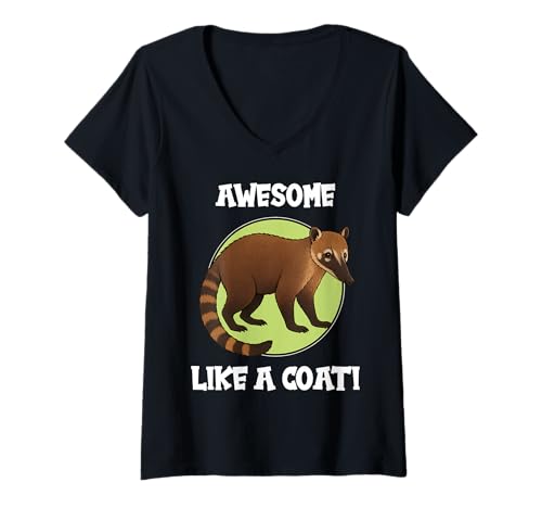 Damen Nasenbären Coati Nasenbär T-Shirt mit V-Ausschnitt Damen Nasenbären Coati Nasenbär T-Shirt mit V-Ausschnitt von Nasenbären Coati Nasenbär Tier Shop