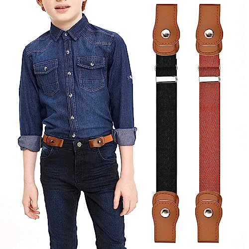 Naseom 2 Stück Einstellbarer Gürtel ohne Schnalle für Jungen und Mädchen, Elastischer Gürtel für kinder, Schnallenfreier Gürtel für Jeans Hosen Kleider (B) von Naseom