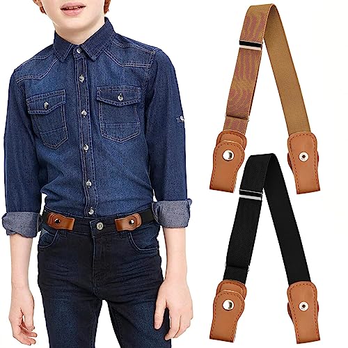 Naseom 2 Stück Einstellbarer Gürtel ohne Schnalle für Jungen und Mädchen, Elastischer Gürtel für kinder, Schnallenfreier Gürtel für Jeans Hosen Kleider (C) von Naseom