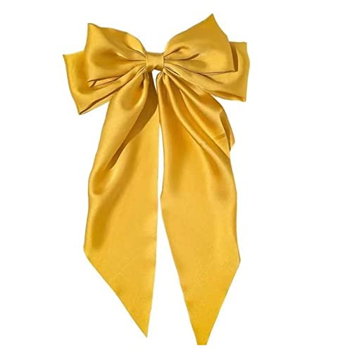 Nasfacbve Haarspangen für Damen, große Schleife, Metallclip, französische Haarspange, langer Schwanz, weich, einfarbig, Gelb Nasfacbve Haarspangen für Damen, große Schleife, Metallclip, französische Haarspange, langer Schwanz, weich, einfarbig, Gelb von Nasfacbve