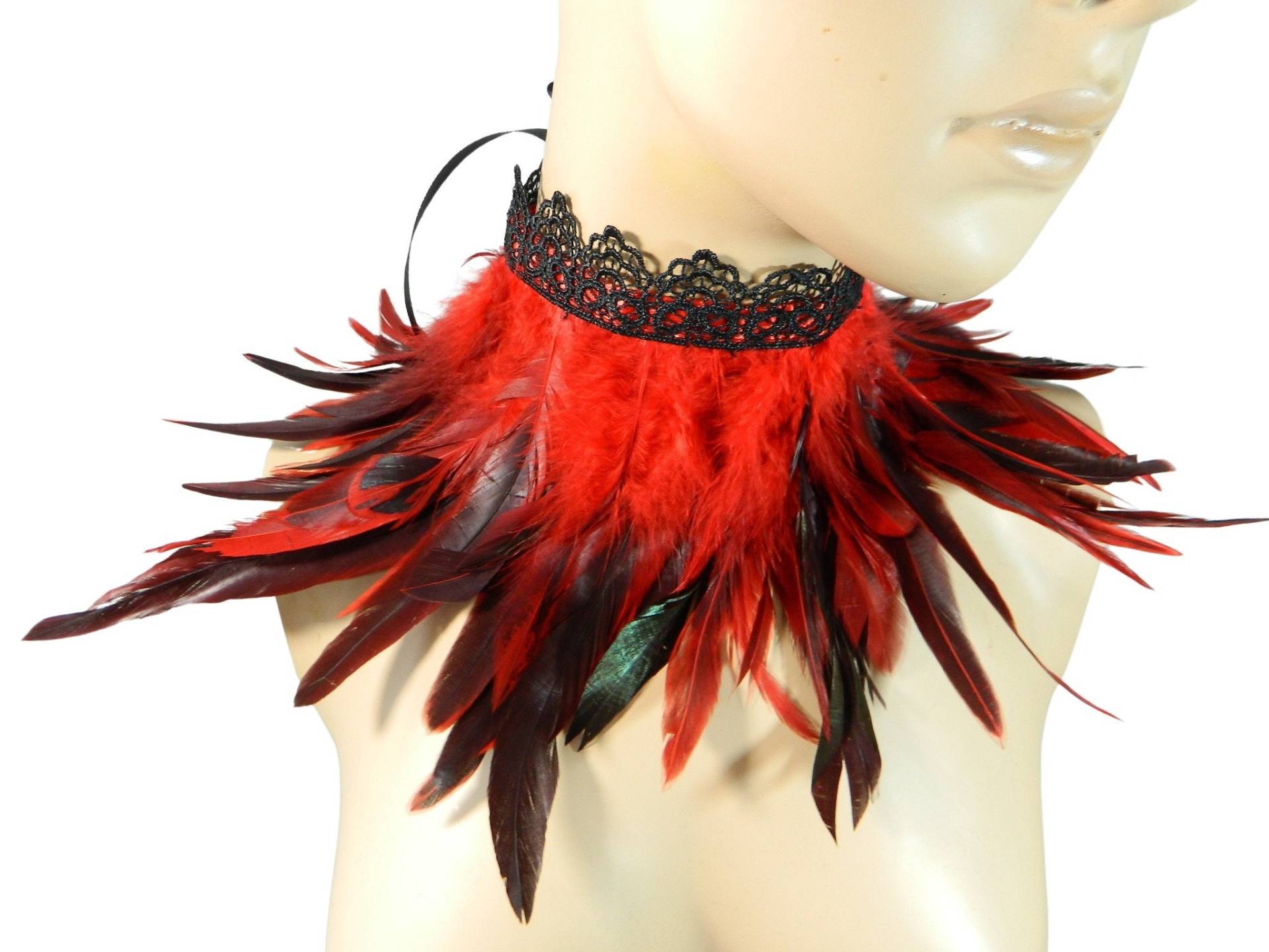 Federkragen, Phönix Halsband, Feuervogel Halskette, Kostüm Scarfette, Burlesque Schmuck, Halloween-Kostüm Federkragen, Phönix Halsband, Feuervogel Halskette, Kostüm Scarfette, Burlesque Schmuck, Halloween-Kostüm von Nashimiron