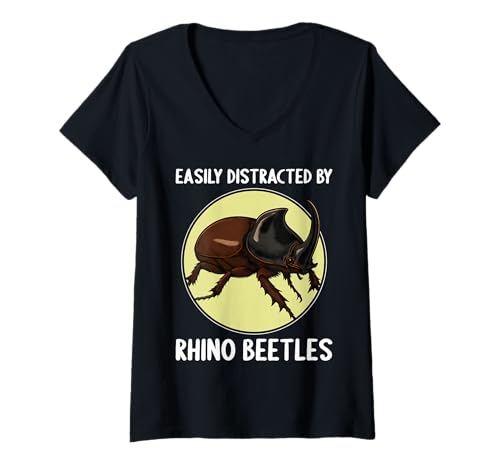 Damen Nashornkäfer T-Shirt mit V-Ausschnitt von Nashornkäfer Tier Shop