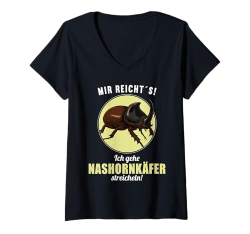 Damen Nashornkäfer T-Shirt mit V-Ausschnitt von Nashornkäfer Tier Shop