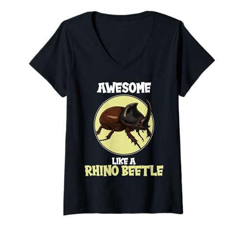 Damen Nashornkäfer T-Shirt mit V-Ausschnitt von Nashornkäfer Tier Shop
