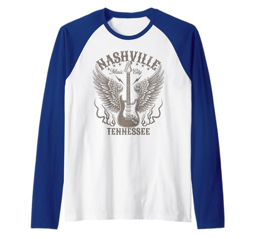 Nashville Tennessee Gitarre Country Music City Damen Herren Kinder Raglan von Nashville Tennessee Country Music City Guitar Gift